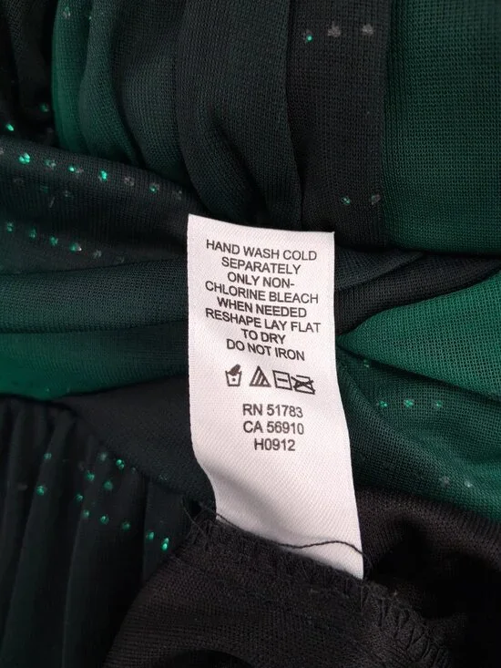 Y2K Studio Y Green & Black Empire Waist Top Glitter Accents Size Large - Picture 7 of 10